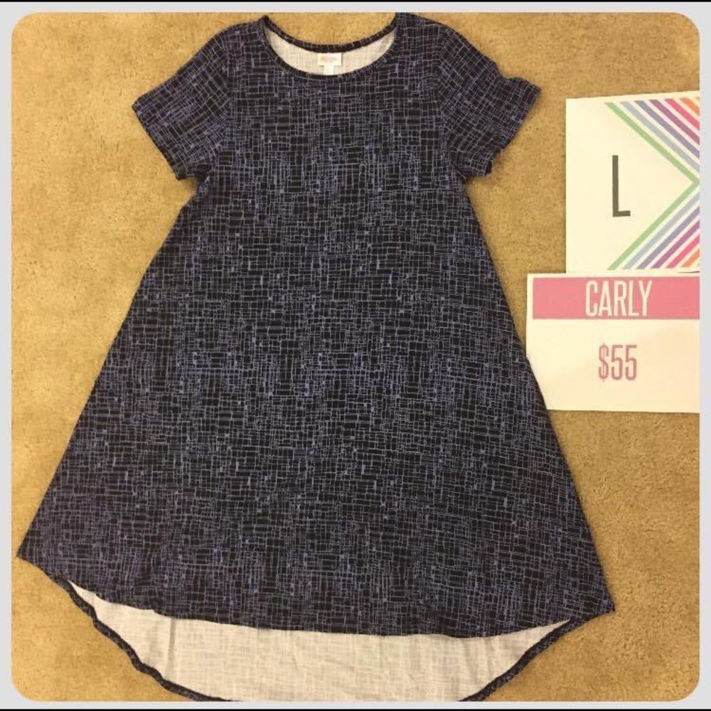 Lularoe Carly L blue geometric